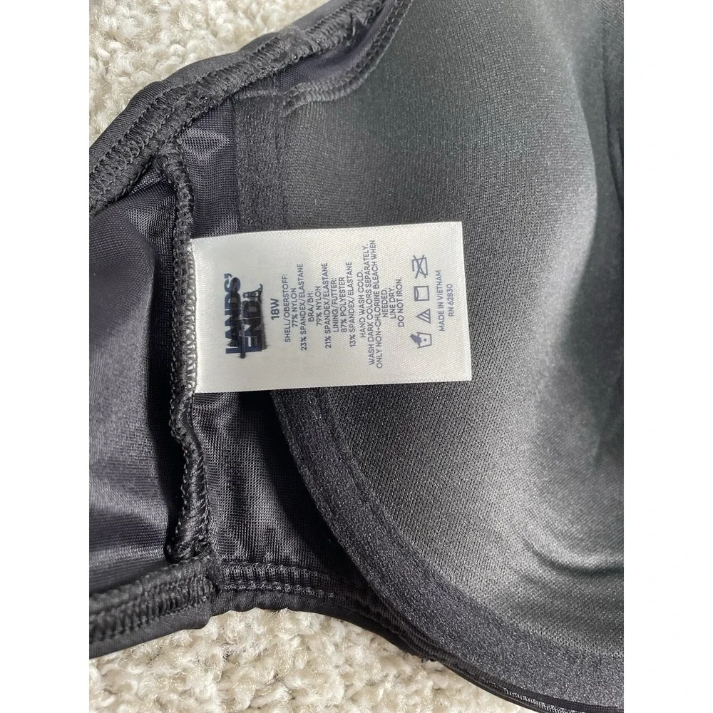 Lands' End Womens Sweetheart Twist-Front Underwire Black Bikini Top Size 18W
